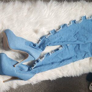 Blue Jean high heel boots